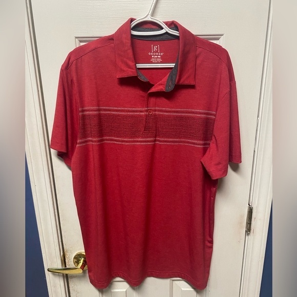 George Men’s Print Polo Shirt, Size Medium Red Short Sleeve - Picture 2 of 9